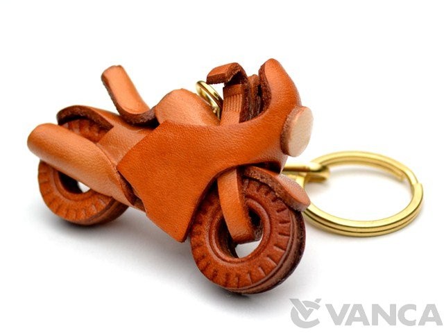 Racing Bike Leather Keychain L