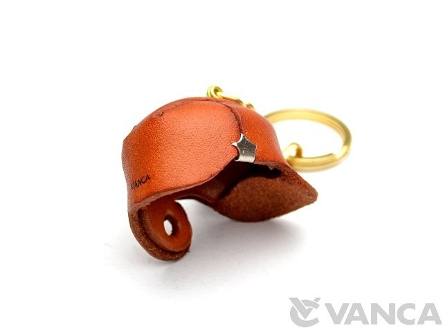 Baseball Helmet Handmade 3D Leather Key chain ring *VANCA* Made in Japan 56161 L 