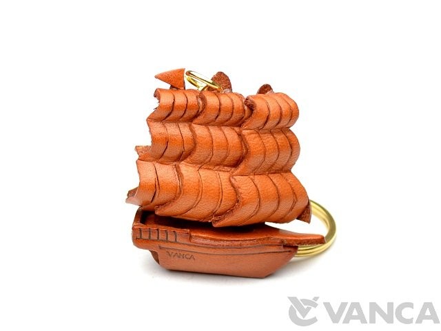 Historical Sailing Boat Leather Keychain(L)