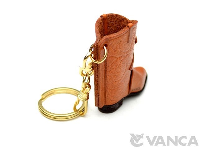 Western Boot Handmade 3D Leather Keychain/Keyring VANCA Made in Japan #56139 L 