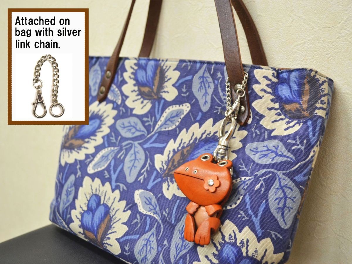 Frog Handmade Leather Animal Keychain Bag Charm