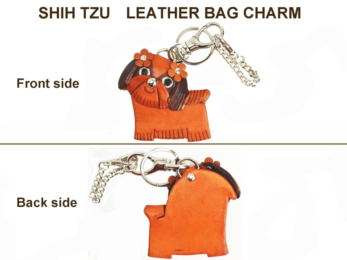 Shih tzu Handmade 3D Leather Dog/Animal Bag Charm *VANCA* Made in Japan #26013 
