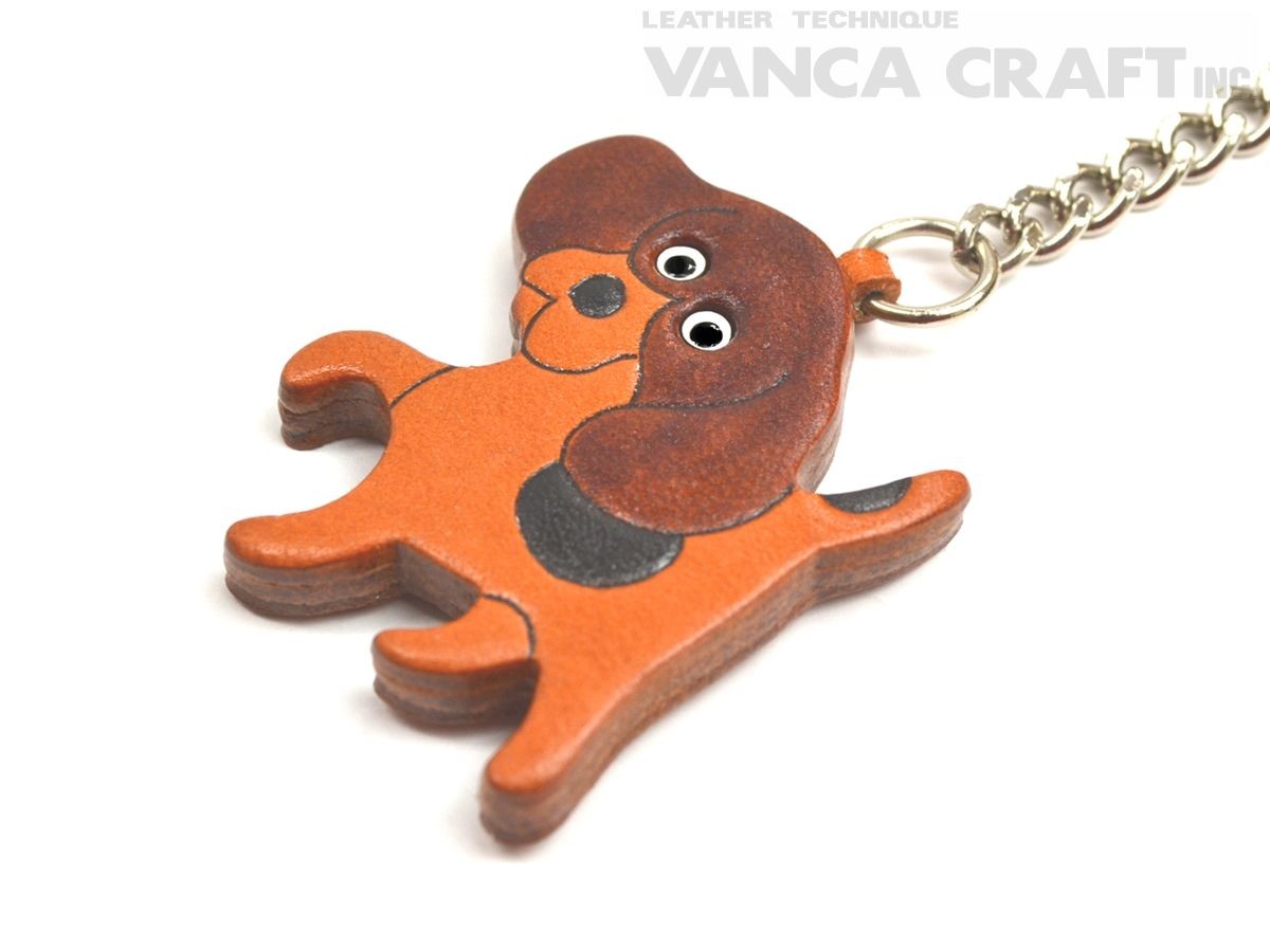 Beagle Handmade 3D Leather Dog Keychain Bag//Ring Charm VANCA Made in Japan 26056