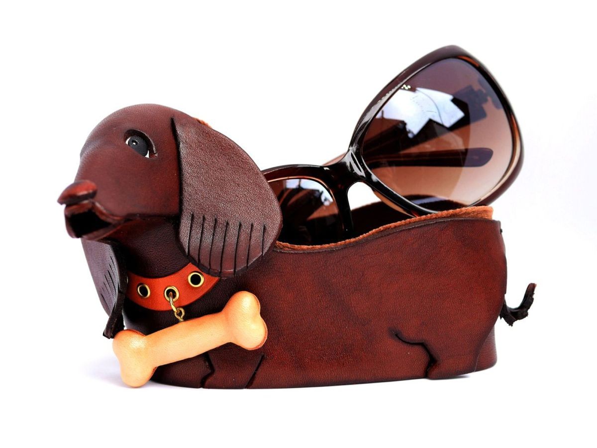 Dachshund Handmade Leather Eyeglasses Holder/Stand