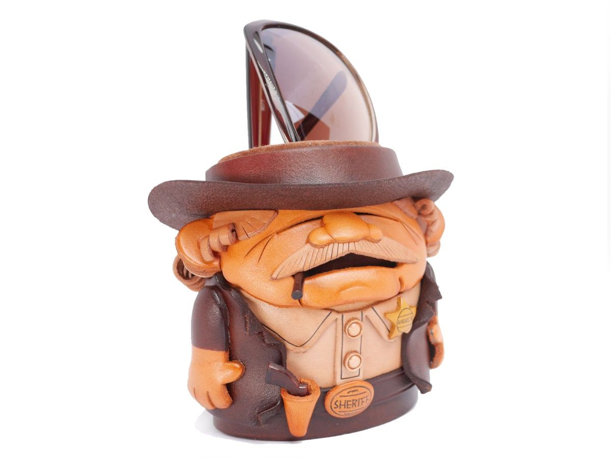 Sheriff Handmade Leather Eyeglasses Holder/Stand
