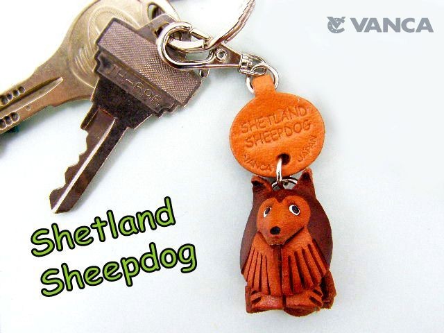 Shetland Sheepdog Shelty Handmade 3D Leather Keychain *VANCA*Made in Japan#56757 