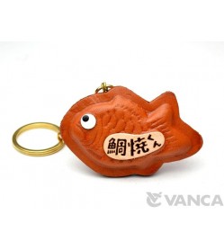 Fish Shaped Pancake Leather Keychain(L)