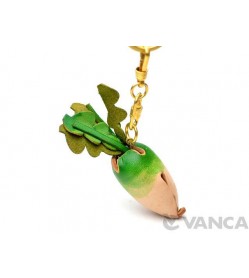 Daikon Radish Leather Keychain(L)