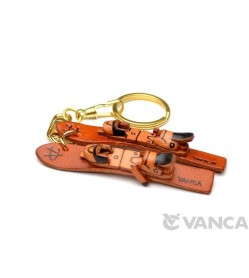 Skis Leather Keychain(L)