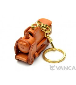 Steam Locomotive Japanese Leather Keychain(L)