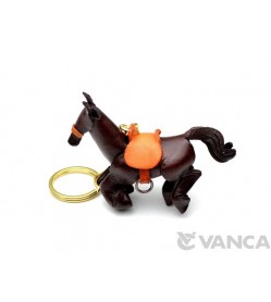 Galloping Horse Leather Keychain(L)