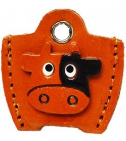 Leather Key Cover Cap Keychain Cow