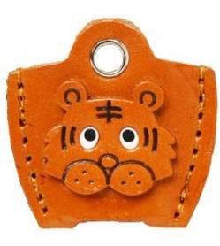 Leather Key Cover Cap Keychain Tiger