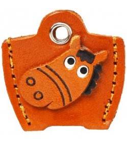 Leather Key Cover Cap Keychain Horse