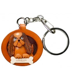 Cavalier K.C.Spaniel Leather Dog plate Keychain