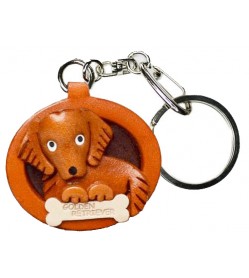 Golden Retriever Leather Dog plate Keychain