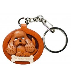 Cocker Spaniel Leather Dog plate Keychain