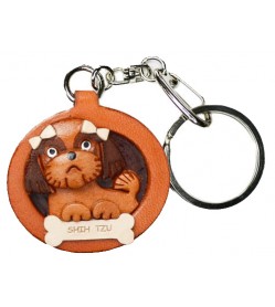 Shih Tzu Leather Dog plate Keychain