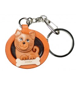 Shiba Leather Dog plate Keychain