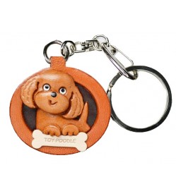 Toy Poodle Leather Dog plate Keychain