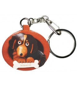 Bernese Mountain Dog Leather Dog plate Keychain