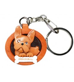 French Bulldog Leather Dog plate Keychain