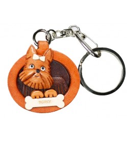 Yorkshire Terrier Leather Dog plate Keychain