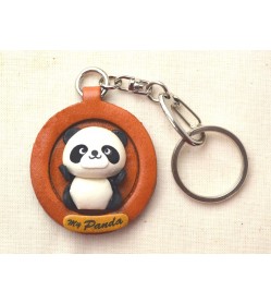 Panda Japanese Leather Plate Keychain
