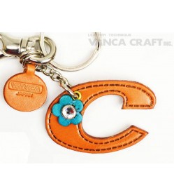 Initial  "C" Leather Keychain Bag Charm