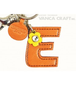 Initial  "E" Leather Keychain Bag Charm