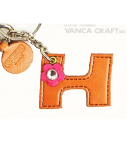 Initial  "H" Leather Keychain Bag Charm