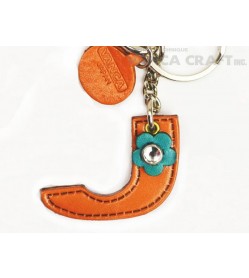 Initial  "J" Leather Keychain Bag Charm