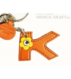 Initial  "K" Japanese Leather Bag Charm