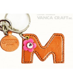 Initial  "M" Leather Keychain Bag Charm