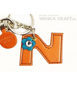 Initial  "N" Leather Keychain Bag Charm