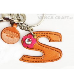 Initial  "S" Leather Keychain Bag Charm