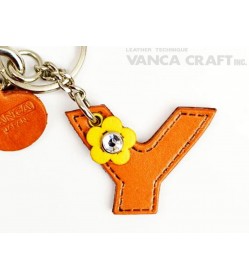 Initial  "Y" Leather Keychain Bag Charm