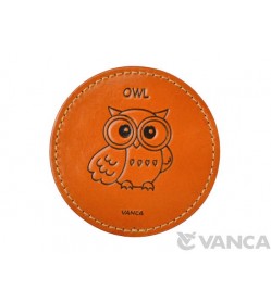 Leather Coaster Owl