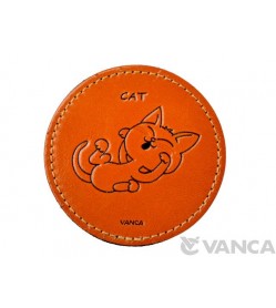 Leather Coaster Cat