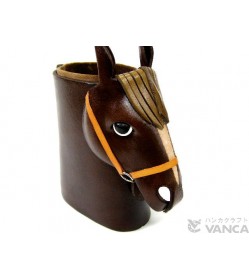 Horse Head Black Brown Handmade Leather Eyeglasses Holder/Stand #26229