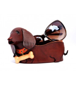 Dachshund Handmade Leather Eyeglasses Holder/Stand #26204