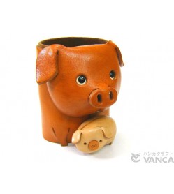 Pig Handmade Leather Animal Eyeglasses Holder/Stand #26210