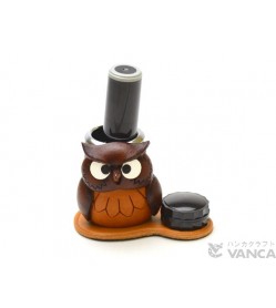 Owl Japanese Leather Seal Stand #26296