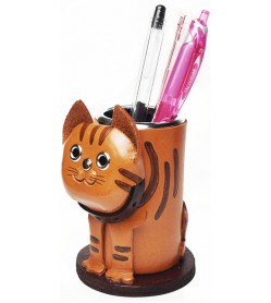 Tabby Cat Leather Pen stand #26241