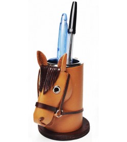 Horse Leather Pen stand 