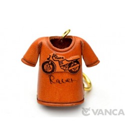 Racer Bike T-shirt Leather Keychain