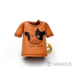 Cow T-shirt Leather Keychain