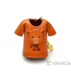 Pig T-shirt Leather Keychain