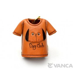 Dog T-shirt Leather Keychain