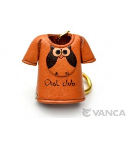 Owl T-shirt Leather Keychain